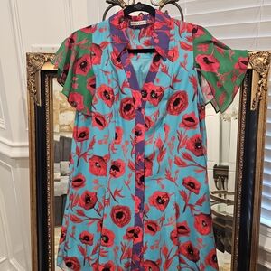 Alice + Olivia Red and Blue Floral Dress